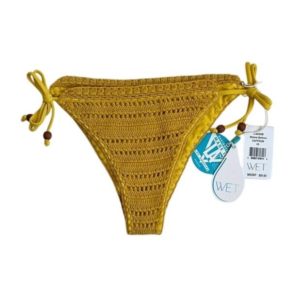 NWT WET SWIMWEAR Crochet Milana Bikini Bottom in Saffron - XS - Picture 1 of 5